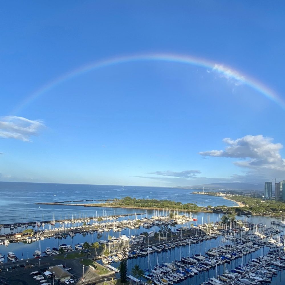 Rainbow view off balcony